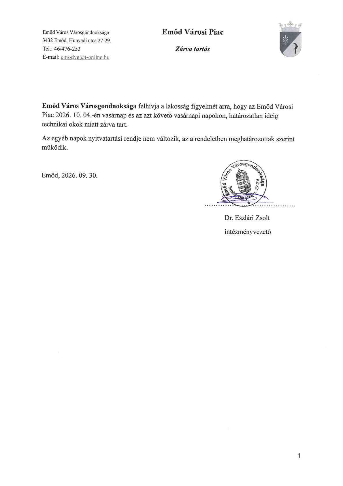 piac nyitva tart�s